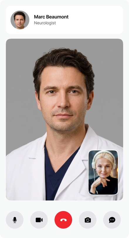 Telemedicine video call with Dr. Marc Beaumont