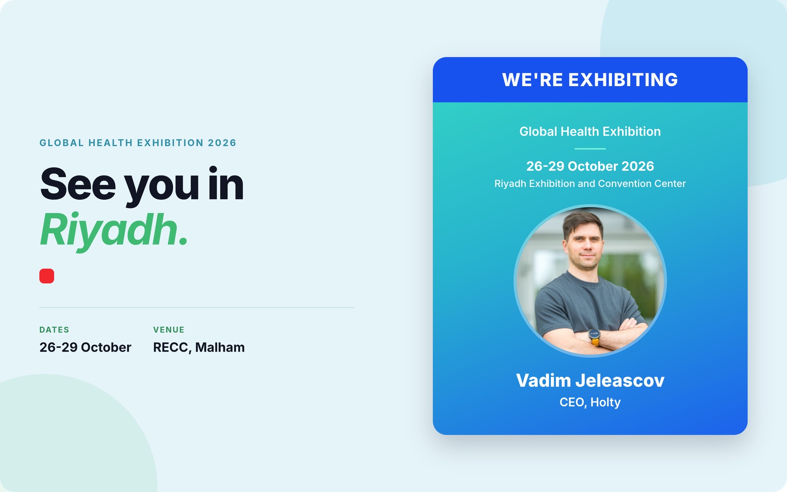 Holty at Global Health Exhibition Riyadh 2026